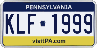 PA license plate KLF1999