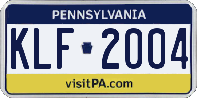 PA license plate KLF2004