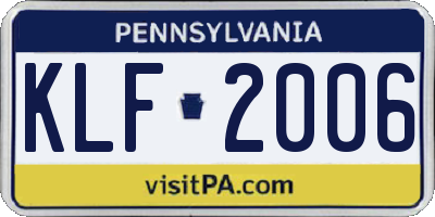 PA license plate KLF2006