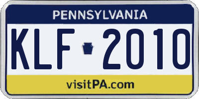 PA license plate KLF2010