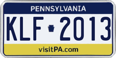 PA license plate KLF2013