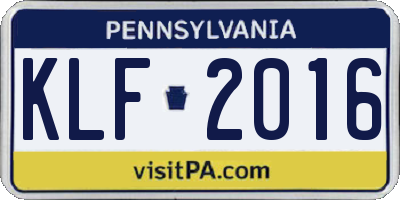 PA license plate KLF2016