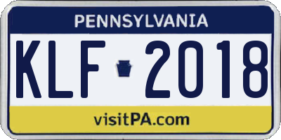 PA license plate KLF2018