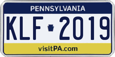 PA license plate KLF2019