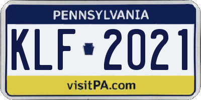 PA license plate KLF2021