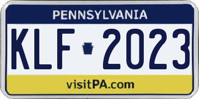 PA license plate KLF2023