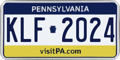 PA license plate KLF2024