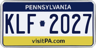 PA license plate KLF2027