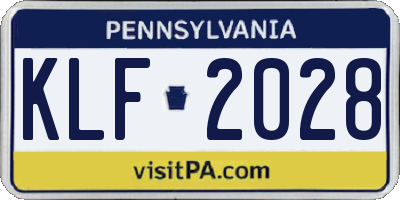 PA license plate KLF2028