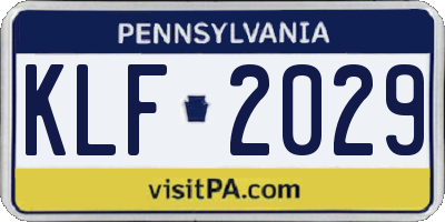 PA license plate KLF2029