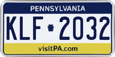 PA license plate KLF2032