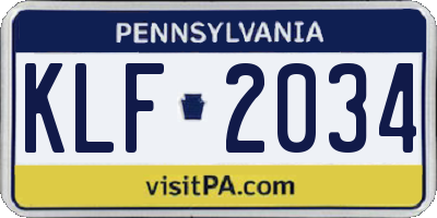 PA license plate KLF2034