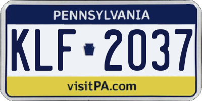 PA license plate KLF2037