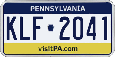 PA license plate KLF2041