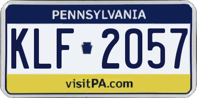 PA license plate KLF2057