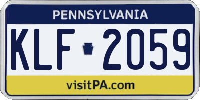 PA license plate KLF2059