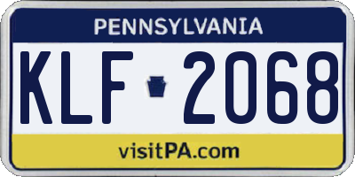 PA license plate KLF2068