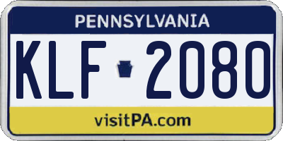 PA license plate KLF2080