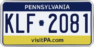 PA license plate KLF2081