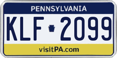 PA license plate KLF2099