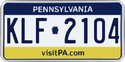 PA license plate KLF2104