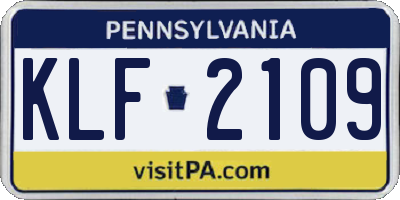 PA license plate KLF2109