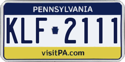 PA license plate KLF2111