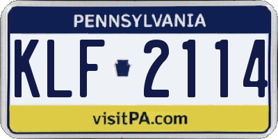 PA license plate KLF2114