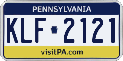PA license plate KLF2121