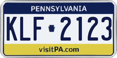 PA license plate KLF2123