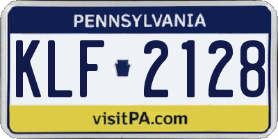 PA license plate KLF2128
