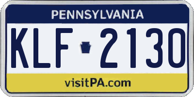 PA license plate KLF2130