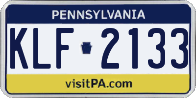 PA license plate KLF2133