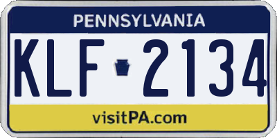 PA license plate KLF2134