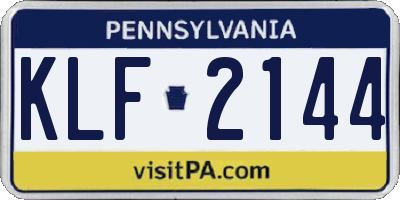 PA license plate KLF2144