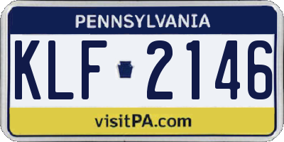 PA license plate KLF2146