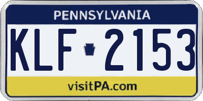 PA license plate KLF2153