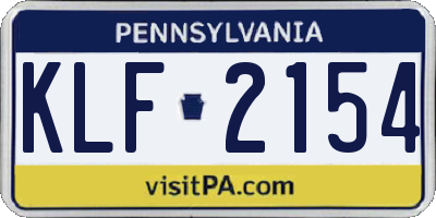 PA license plate KLF2154