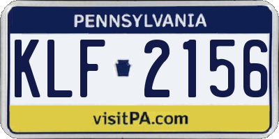 PA license plate KLF2156