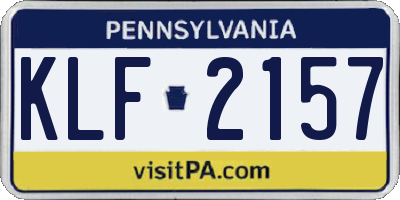 PA license plate KLF2157