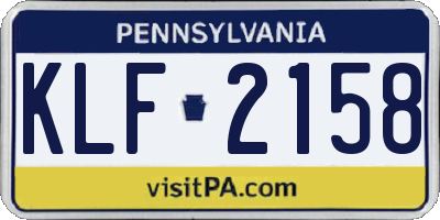 PA license plate KLF2158