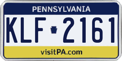 PA license plate KLF2161