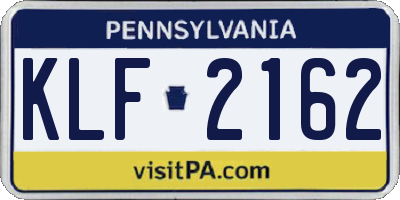 PA license plate KLF2162