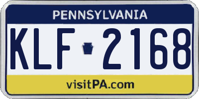 PA license plate KLF2168
