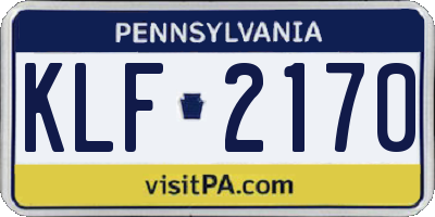 PA license plate KLF2170