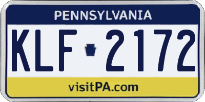 PA license plate KLF2172