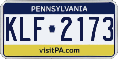 PA license plate KLF2173