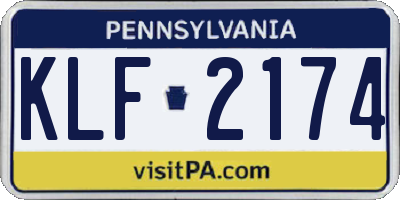PA license plate KLF2174