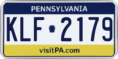 PA license plate KLF2179
