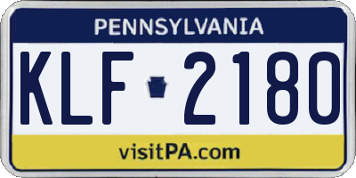 PA license plate KLF2180